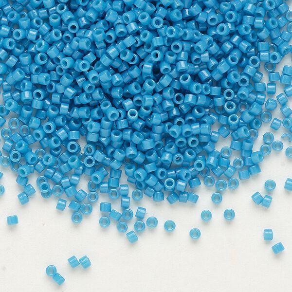 Seed bead, Delica®, glass, pkg/7.5g, #11 round, Duracoat® opaque outside dyed teal (DB-2133). image number 0