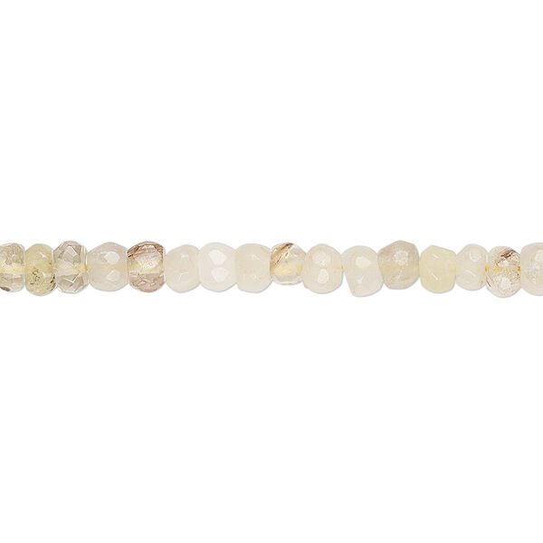 Bead, golden rutilated quartz (natural), 3x2mm-4x3mm hand-cut faceted rondelle, C grade, Mohs hardness 7. Sold per 13-inch strand. image number 0