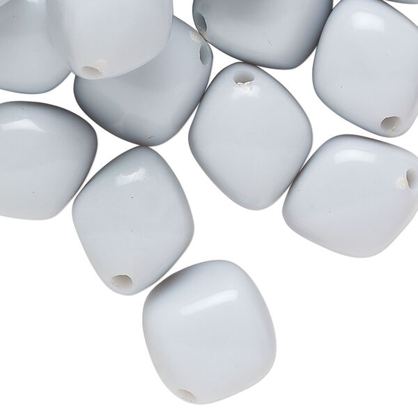 Bead, acrylic, light grey, 16x13mm diagonally drilled cube. Sold per 2-ounce pkg, approximately 30 beads. image number 0