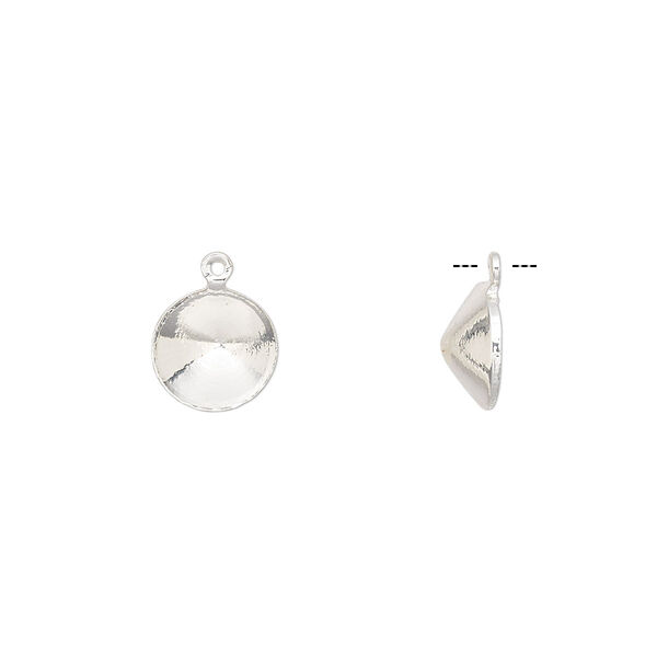 Drop, Almost Instant Jewelry®, silver-finished brass, 8.5mm with SS39 rivoli setting. Sold per pkg of 10. image number 0
