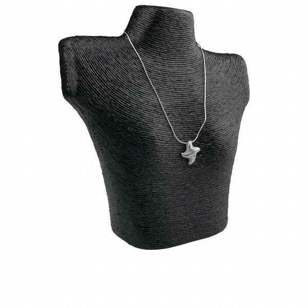 Display, necklace, paper twine, black, 11-1/2 x 10-1/2 x 3-3/4 inches. Sold individually. image number 0