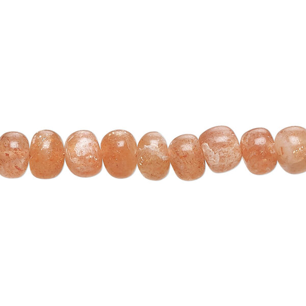 Bead, sunstone (natural), 6x4mm-8x6mm hand-cut rondelle, C grade, Mohs hardness 6 to 6-1/2. Sold per 14-inch strand. image number 0