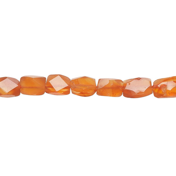Carnelian 1pkg1, hand-cut faceted rectangle bead, 13 inch 5x4mm-11x6mm image number 0