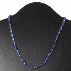 Necklace, faux suede / imitation rhodium-plated steel / silver-finished brass, dark blue, 6mm wide, 18 inches with 2-inch extender chain and lobster claw clasp. Sold individually.