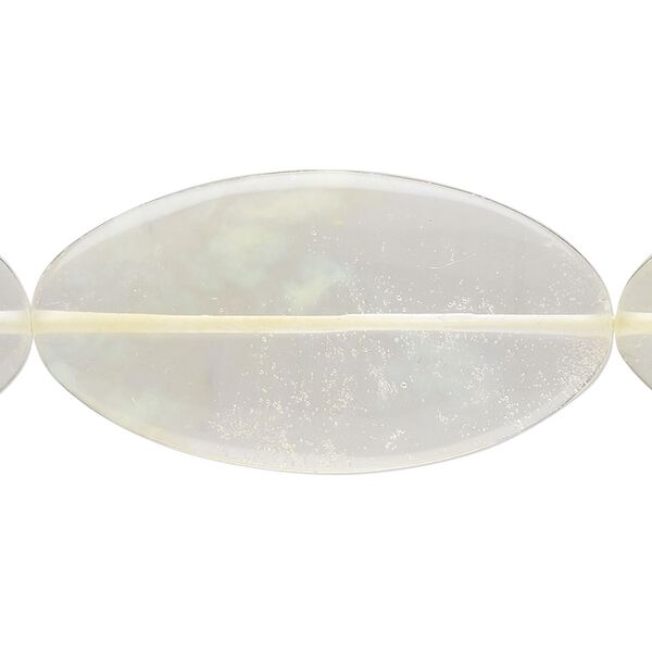 Bead, pineapple "quartz" glass, 40x20mm flat marquise. Sold per 15" to 16" strand. image number 0