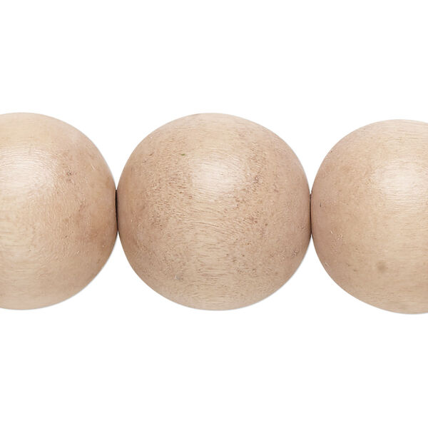 Bead, Taiwanese cheesewood (dyed / waxed), light mauve, 19-20mm round. Sold per 15-1/2" to 16" strand. image number 0