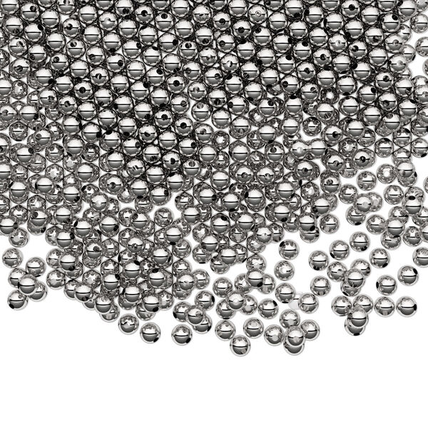 Bead, sterling silver, 2mm seamless-look round. Sold per pkg of 1,000. image number 0