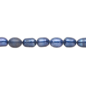 Freshwater pearl 1pkg1, rice, 15 inch royal blue 5-6mm cultured