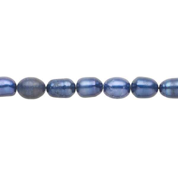 Freshwater pearl 1pkg1, rice, 15 inch royal blue 5-6mm cultured image number 0