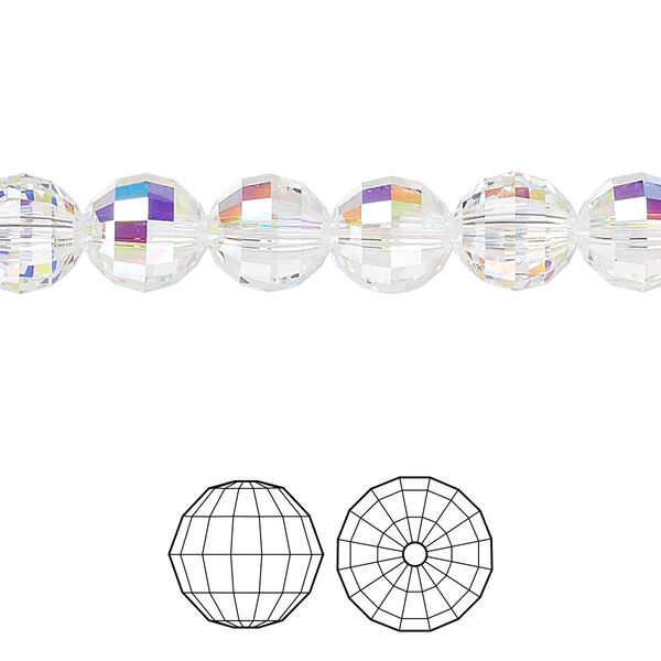 Bead 36pk crystal AB, Crystal Passions® 8mm chessboard round 5005 image number 0