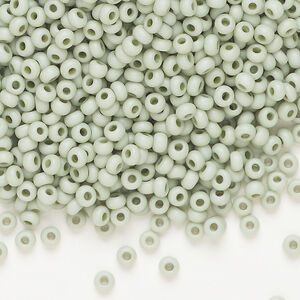 Seed bead, Preciosa Ornela Czech glass, 1pkg50g, 2.8-3.2mm rocaille, opaque matte terra dyed lichen chalkwhite (06452)