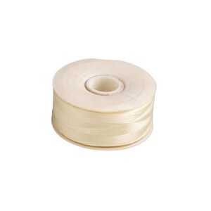 Thread, Nymo®, nylon, light tan, size O. Sold per 90-yard bobbin.