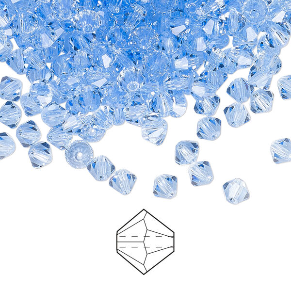 Bead 48pk light sapphire, Preciosa Czech crystal 4mm bicone image number 0