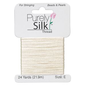 Thread, Purely Silk™, ecru, size E. Sold per 24-yard card.