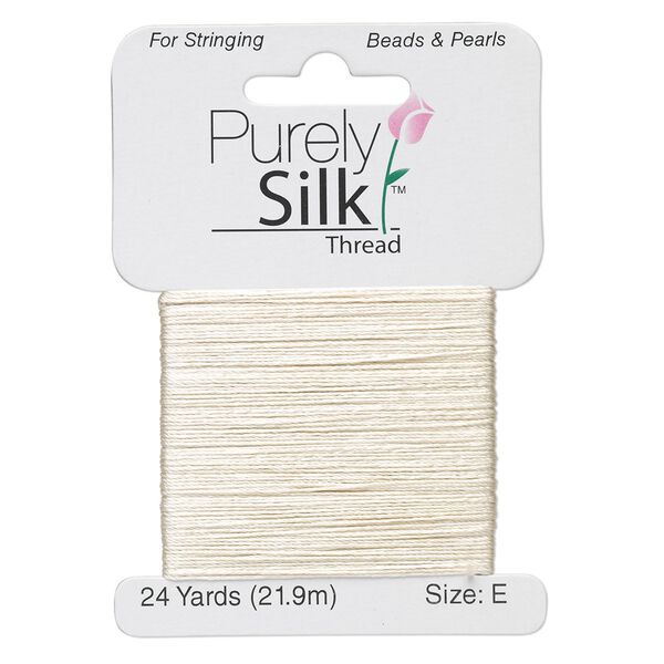 Thread, Purely Silk™, ecru, size E. Sold per 24-yard card. image number 0