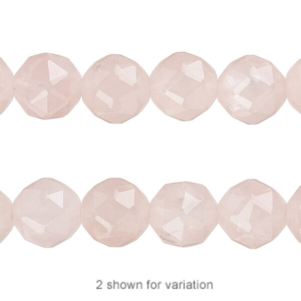 Bead, rose quartz (natural), 10mm rose-cut round, B grade, Mohs hardness 7. Sold per 8-inch strand, approximately 20 beads. image number 0