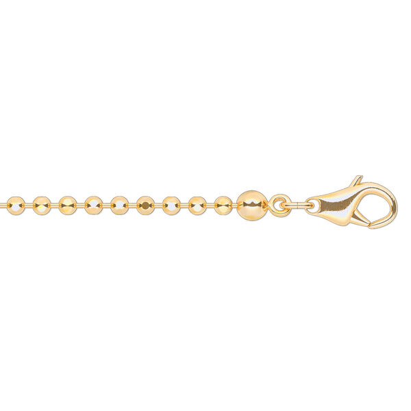 Chain, gold-finished brass, 1.5mm faceted ball, 18 inches with 1-inch extender chain and lobster claw clasp. Sold per pkg of 4. image number 0