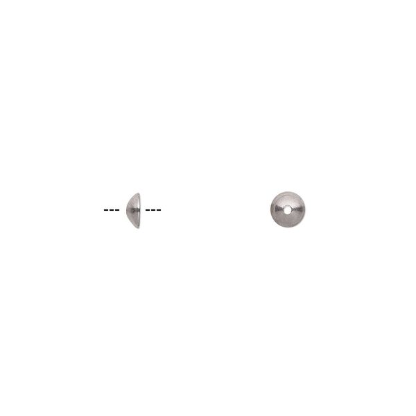 Bead cap, stainless steel, 4x1mm round, fits 2-3mm bead. Sold per pkg of 20. image number 0