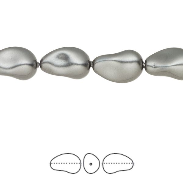 Pearl 250pk dark grey, Swarovski® 12x8mm baroque drop 5843 image number 0