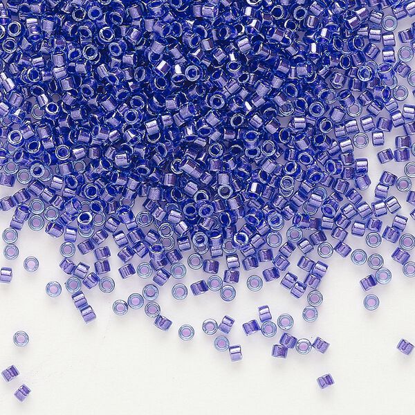 Seed bead, Delica®, glass, pkg/50g, #11 round, translucent purple-lined luster aqua (DB-0284). image number 0