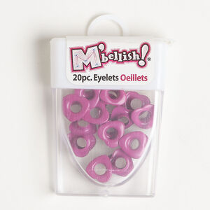 Eyelet 1pkg20, brass, purple, 10mm heart.