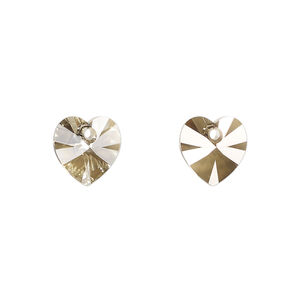 Drop 1pkg288 crystal bronze, Swarovski&reg;, 10mm pendant faceted heart 6228