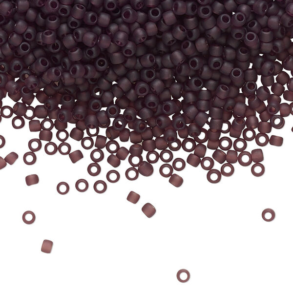 Seed bead, TOHO BEADS®, glass, pkg/7.5g, #11 round, translucent frosted amethyst (TR-11-6CF). image number 0