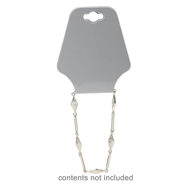 Necklace / bracelet card, adhesive and card stock, silver, 2-1/2 x 2 inches assembled. Sold per pkg of 100. image number 1