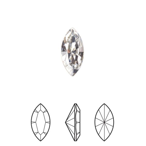 Fancy stone 2pk crystal foil back, Crystal Passions® 15x7mm navette 4228 image number 0
