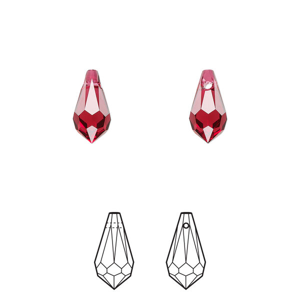 Drop 4pk scarlet, Crystal Passions® 11x5.5mm pendant teardrop 6000 image number 0