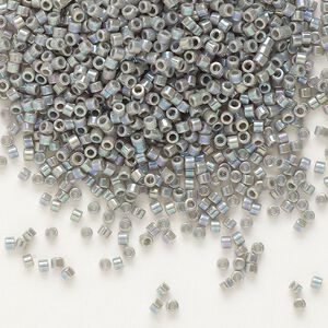 Seed bead, Delica®, glass, pkg/7.5g, #11 round, opaque rainbow grey (DB-0168).
