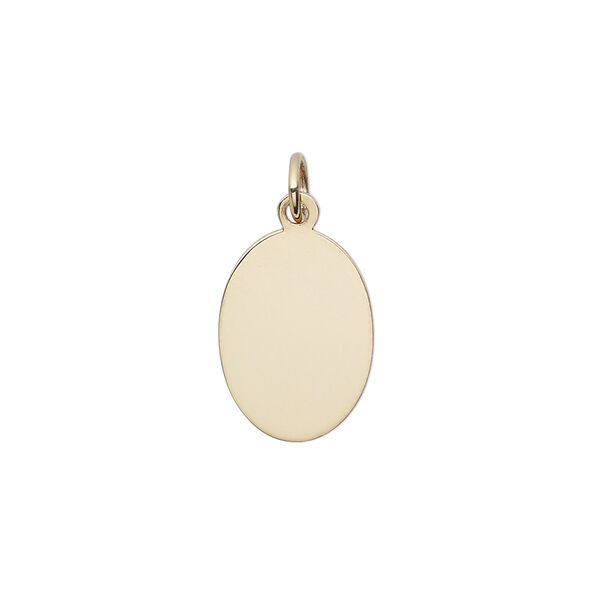 Charm, 14Kt gold, 15x11mm oval blank, 25 gauge. Sold individually. image number 0