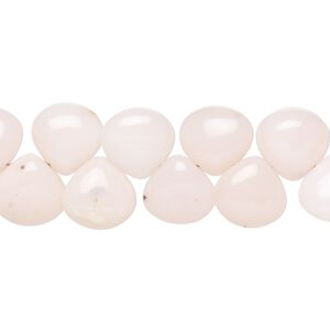 Pink opal 1pkg1, hand-cut top-drilled puffed teardrop bead natural 8 inch 8-12mm