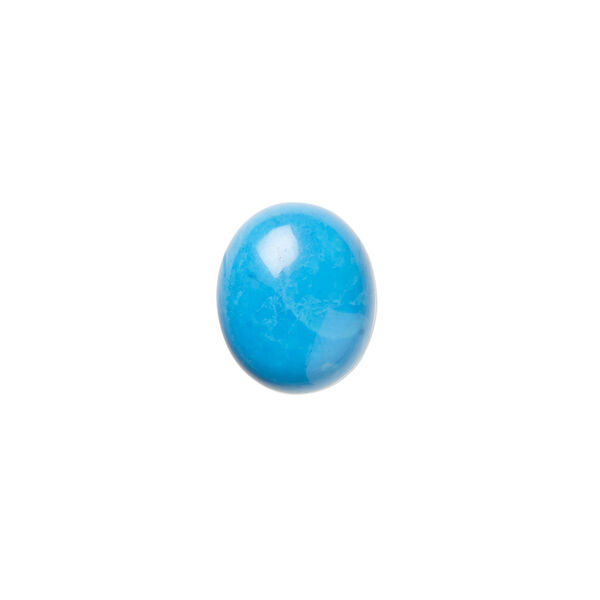 Cabochon, howlite (dyed), turquoise blue, 12x10mm calibrated oval, B grade, Mohs hardness 3 to 3-1/2. Sold per pkg of 6. image number 0