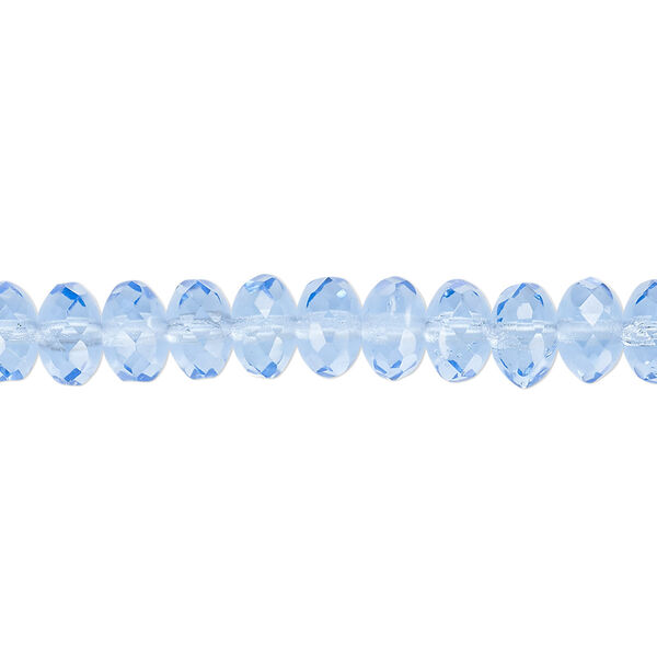 Bead, Czech fire-polished glass, sapphire blue, 7x5mm faceted rondelle. Sold per 15-1/2" to 16" strand. image number 0