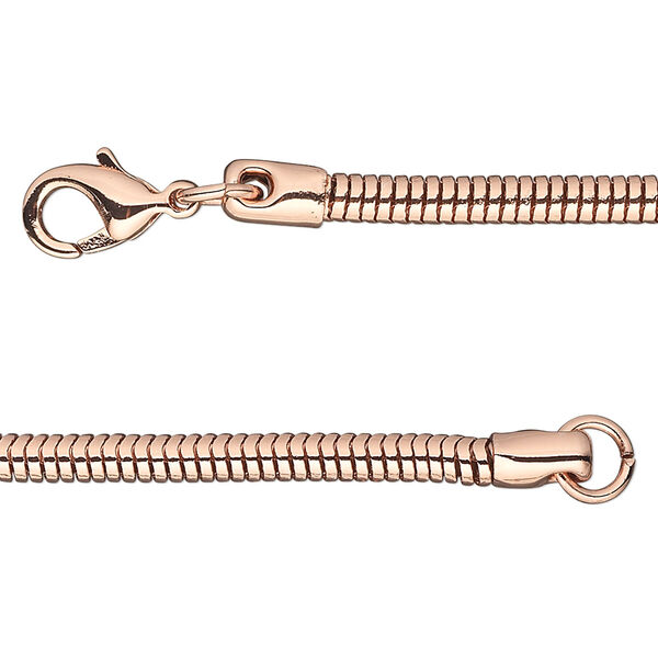 Chain, Almost Jewelry™, copper-plated brass, 3.2mm snake, 18 inches with lobster claw clasp. Sold individually. image number 0