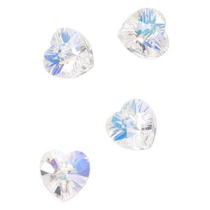 Drop 4pk translucent crystal AB, Celestial Crystal® 14.5x14mm heart