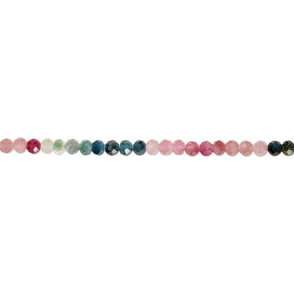 Multi-tourmaline 1pkg1, hand-cut faceted rondelle bead natural 12 inch 2x2mm-3x2mm image number 0