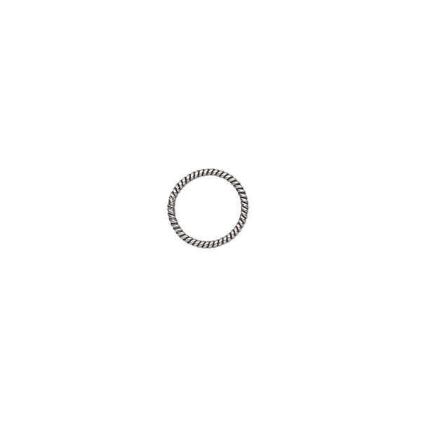 Jump ring, antiqued sterling silver, 9mm soldered twisted round, 7.5mm inside diameter, 20 gauge. Sold per pkg of 2. image number 0