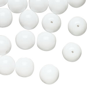 Bead 1pkg40, Czech glass druk, opaque white, 10mm round.
