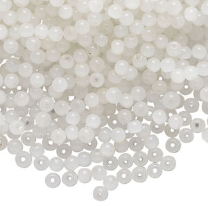 Bead, glass 1pkg1, translucent off-white, 3mm round, 4 ounces.