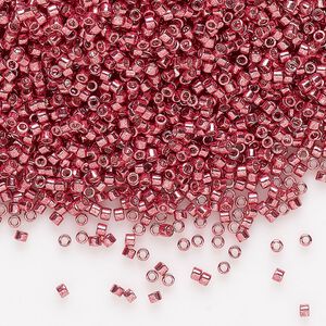 Seed bead, Delica®, glass, pkg/50g, #11 round, opaque galvanized light cranberry (DB-0428).