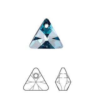 Drop 6pk crystal Bermuda blue P, Crystal Passions® 16mm pendant mini triangle 6628