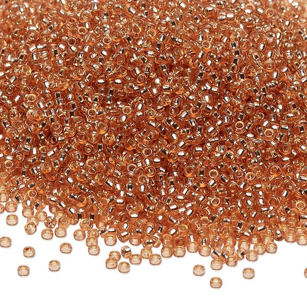 Seed bead, Miyuki, glass, pkg/250g, #15 rocaille, Duracoat® transparent silver-lined rose copper, (RR-4262). image number 0