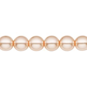 Bead, Czech pearl-coated glass druk, opaque light peach, 8mm round. Sold per 15-1/2" to 16" strand.