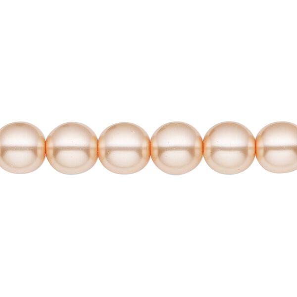 Bead, Czech pearl-coated glass druk, opaque light peach, 8mm round. Sold per 15-1/2" to 16" strand. image number 0