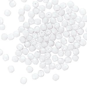 Bead 1pkg120 Czech fire-polished glass, opaque white, 3mm faceted round.
