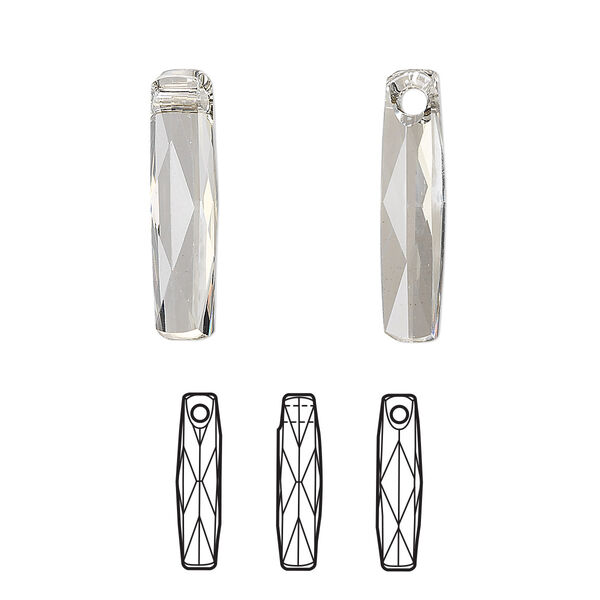 Drop 2pk crystal silver shade, Crystal Passions® 20x5mm pendant column 6460 image number 0