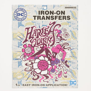 Iron-on transfer 1pkg1 vinyl, multicolored, 9-3/4 x 7 inches with Harley Quinn™ and flowers
