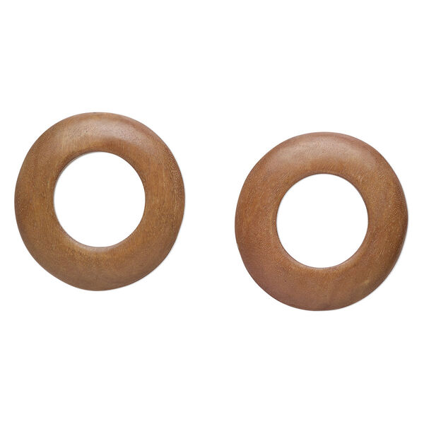 Focal, wood (waxed), 61x57mm-63x59mm flat-backed oval. Sold per pkg of 2. image number 0